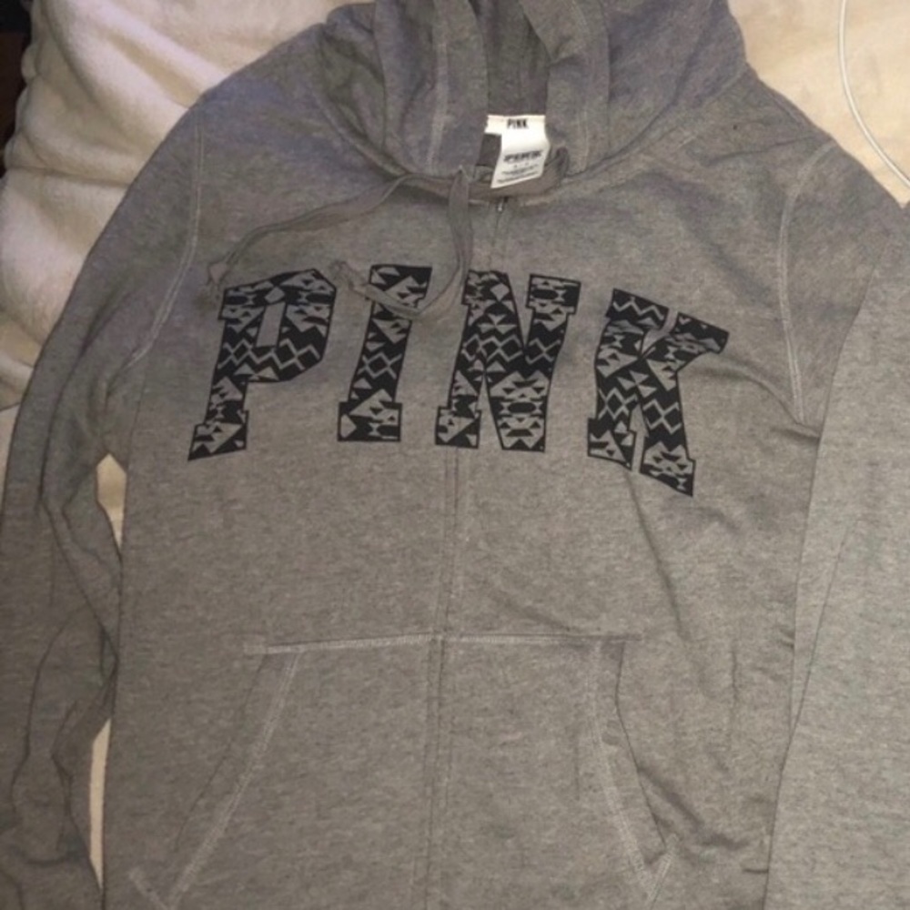 Grey PINK full zip sweatshirt